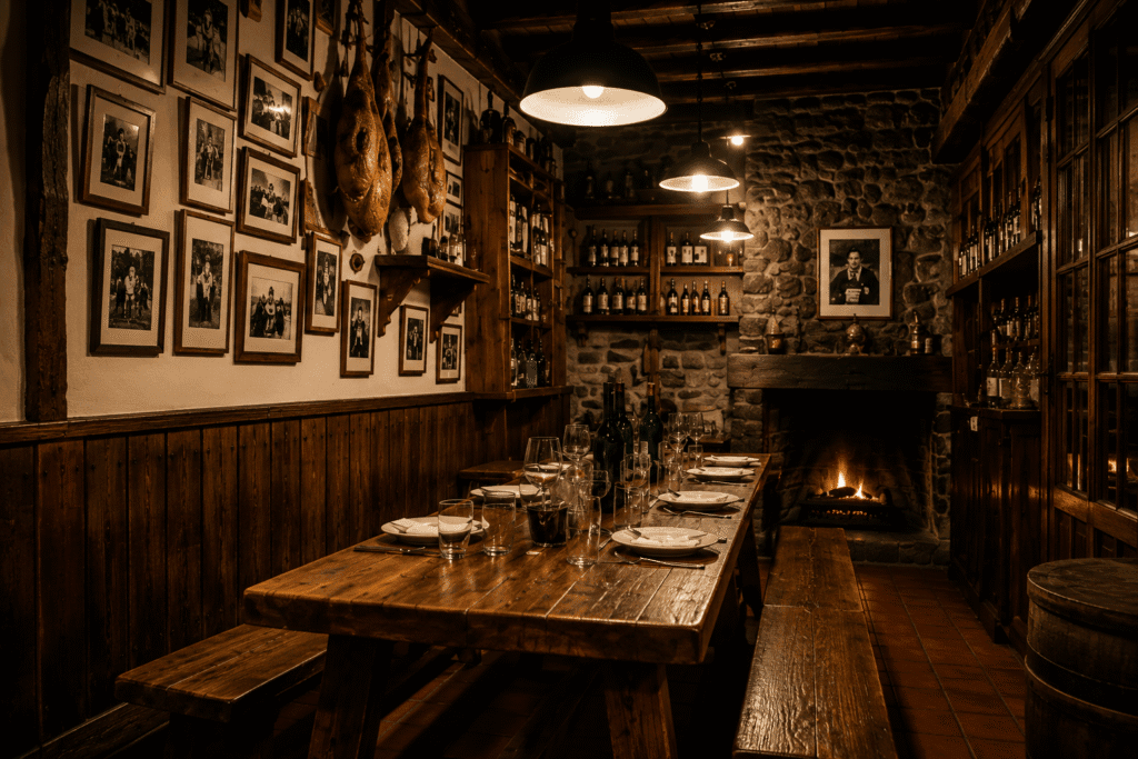 Traditional Basque txoko dining room