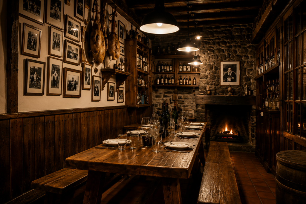 Comedor de un txoko vasco tradicional